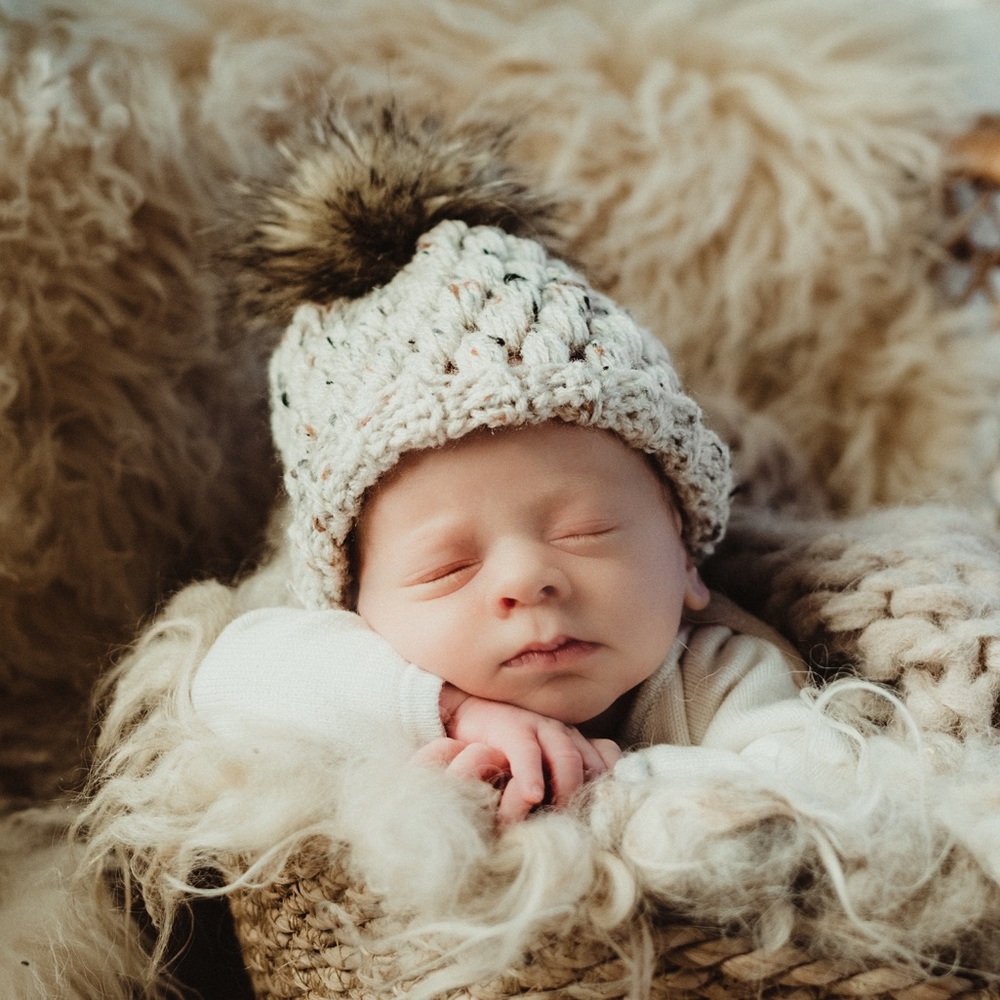 Custom newborn knit hat and booties